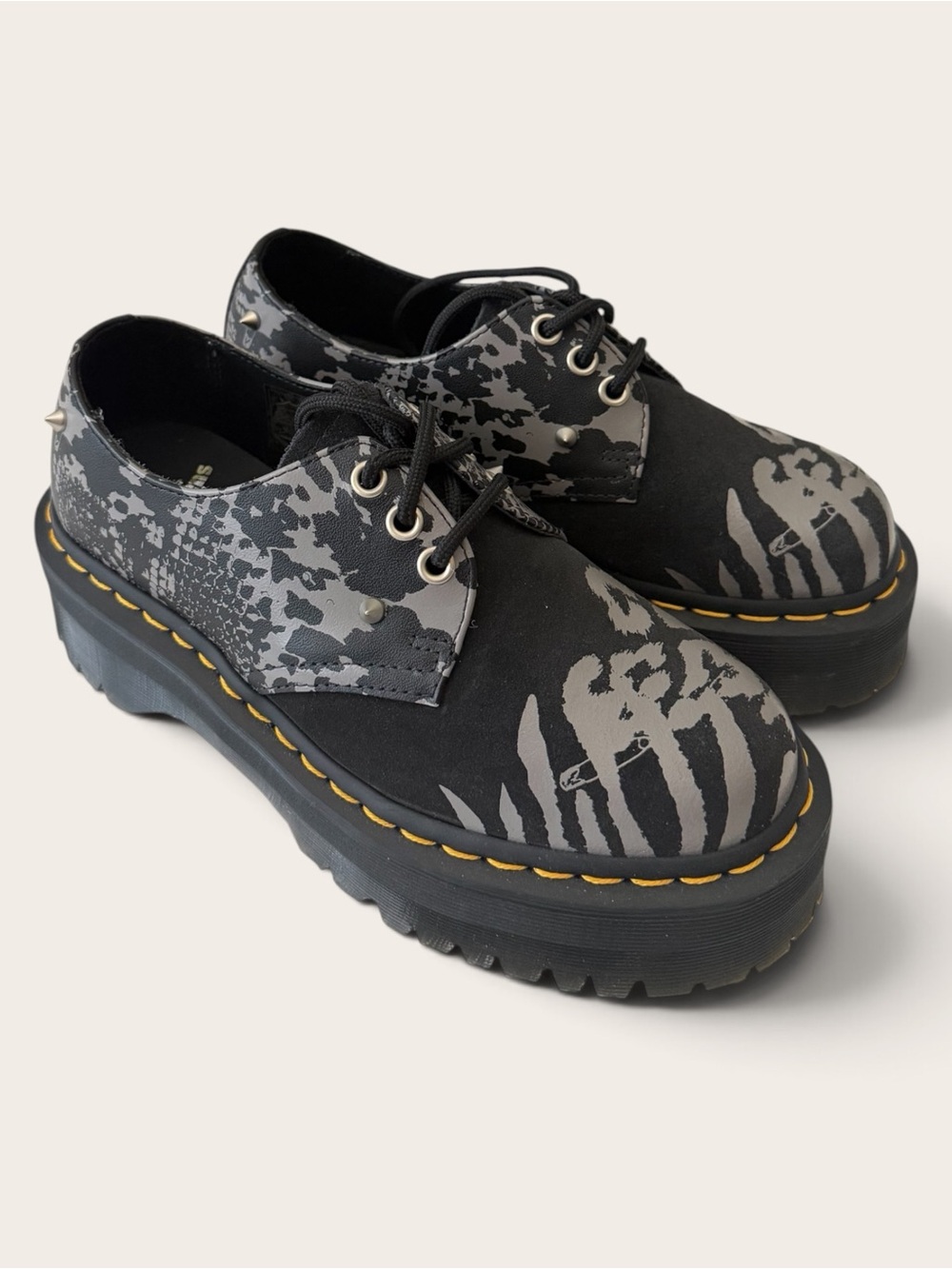 Dr. Martens 1461 Quad Platform Leather Shoes Black Women’s 6 New